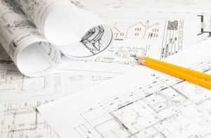 pencil and home blueprints